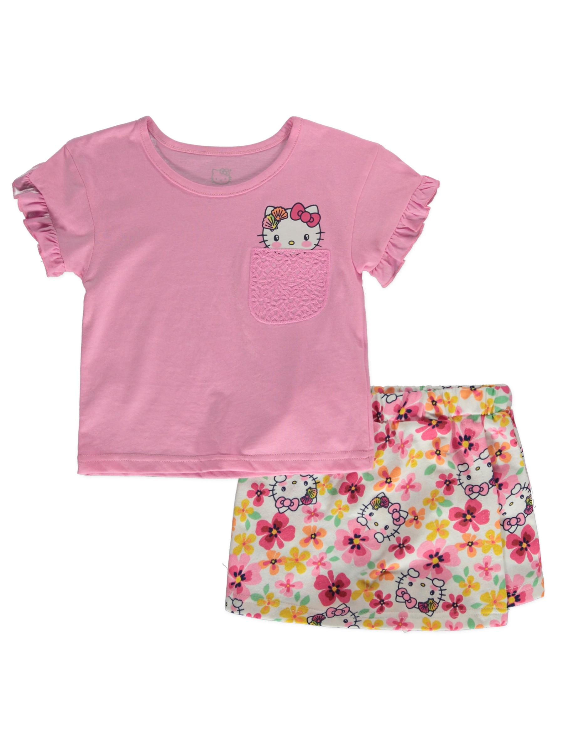 Hello Kitty Girls' 2-Piece Skorts Set Outfit Color: pink Size: 6x