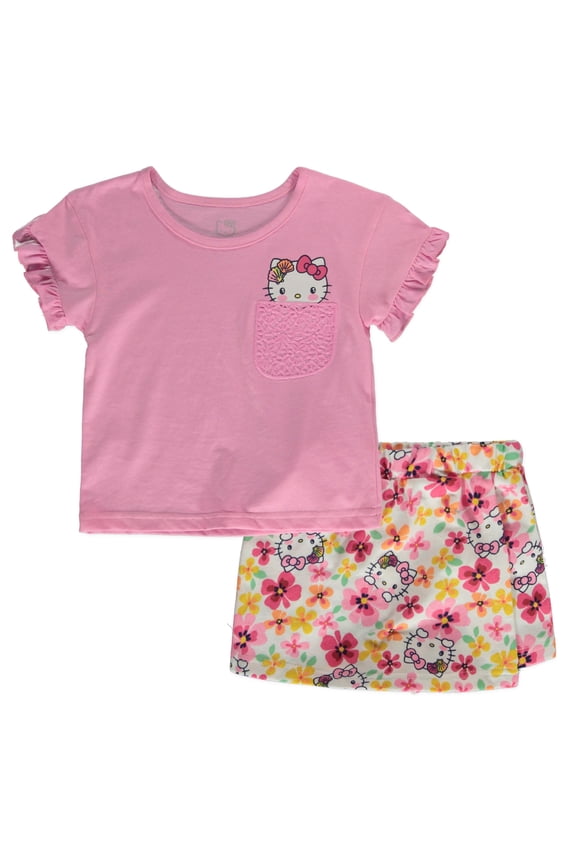 Girls' 2-Piece Skorts Set Outfit Color: pink Size: 6x