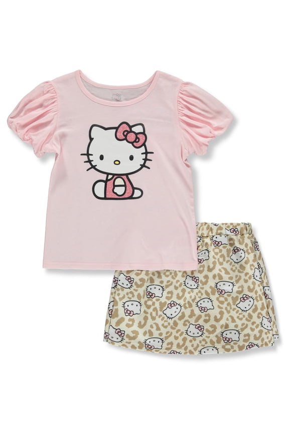 Girls' 2-Piece Skorts Set Outfit Color: pink/multi Size: 3t