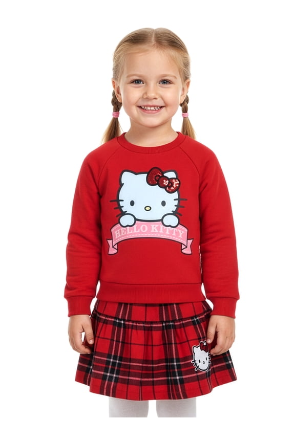 Girls' 2-Piece Sweater Skirt Set Outfit Color: red Size: 4t