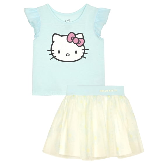 Hello Kitty Girls 2-Piece T-Shirt and Skirt Set, Blue, 5/6
