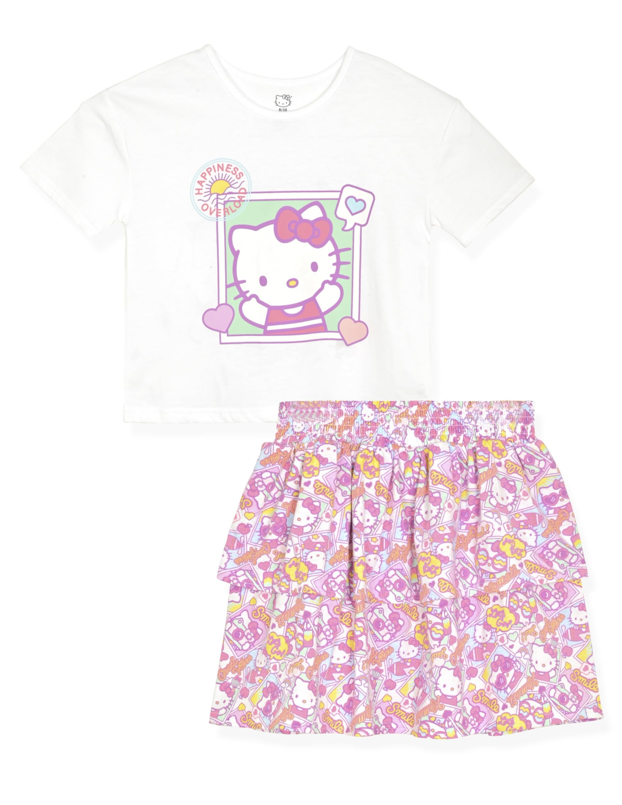 Hello Kitty Girls 2-Piece T-Shirt and Skirt Set, Pink, 4