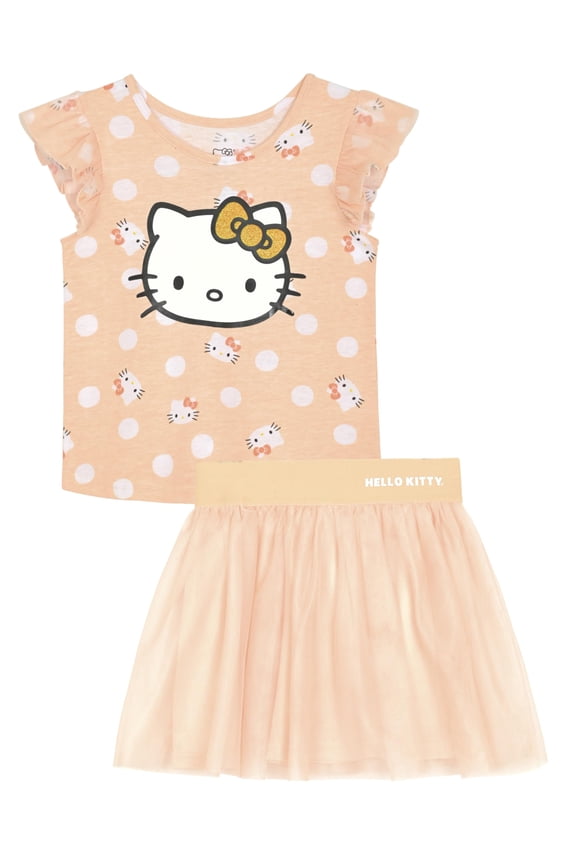 Girls 2-Piece T-Shirt and Skirt Set, Yellow, 2T