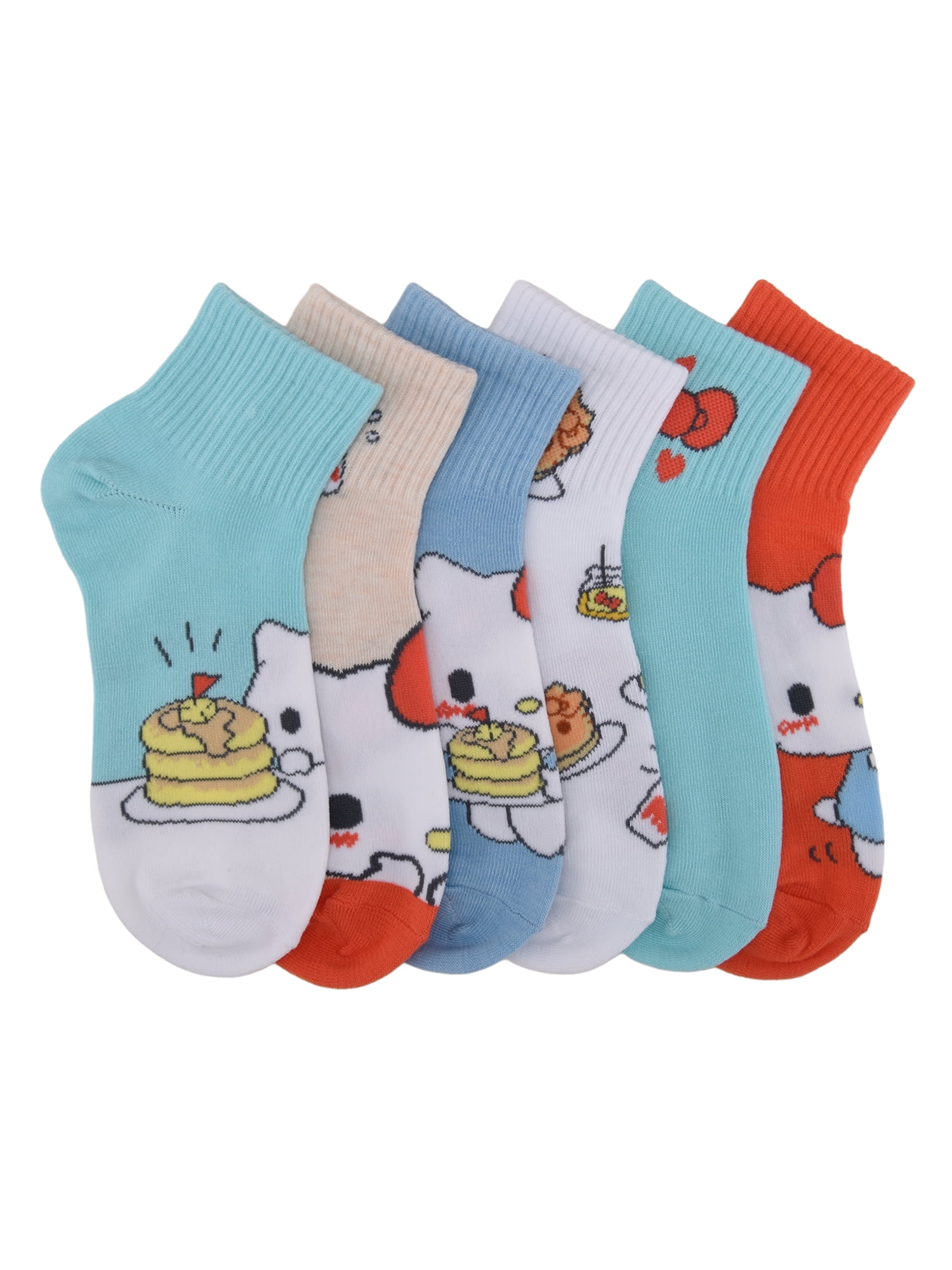 Hello Kitty Girls 6-pack Ankle Socks, Sizes S-L
