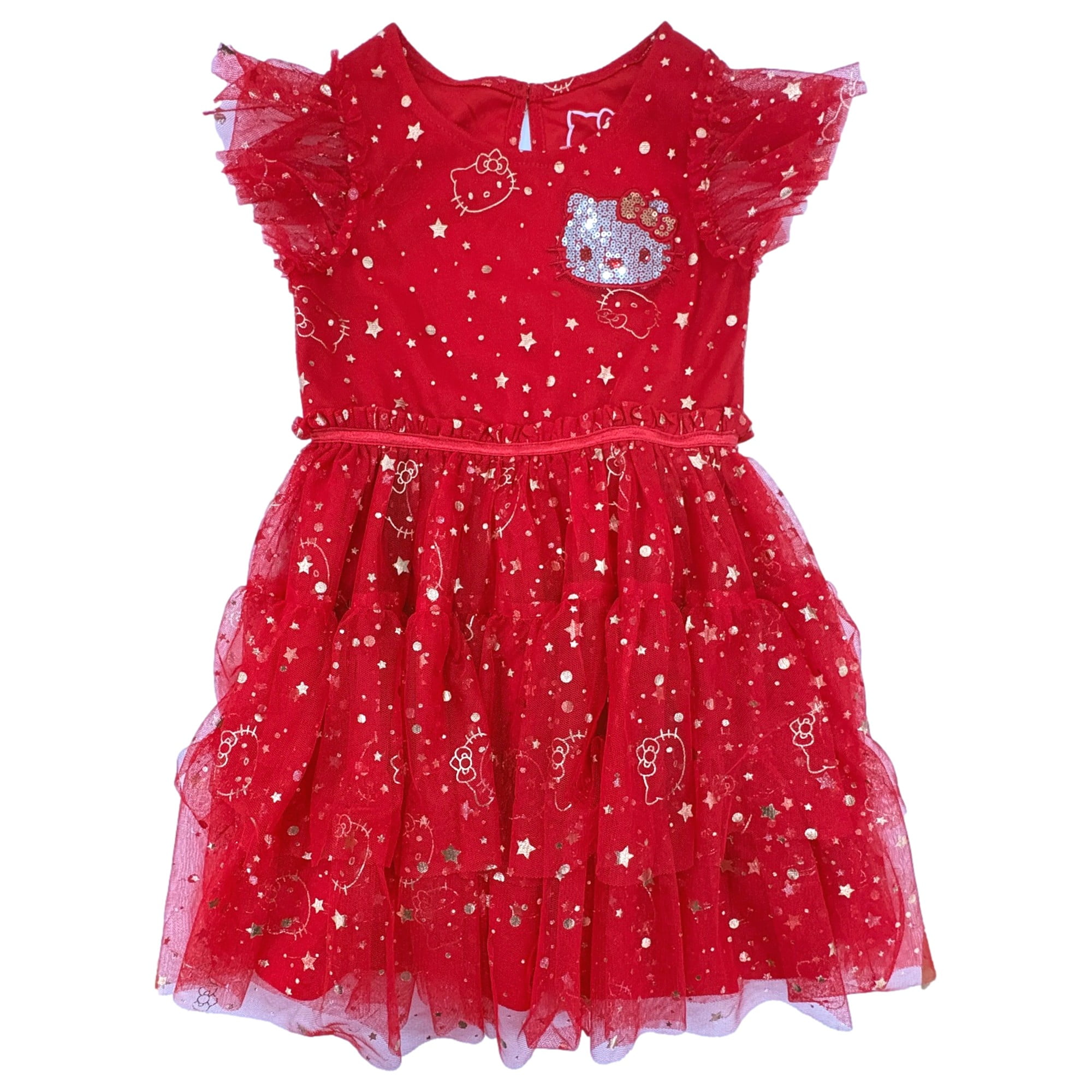 Hello Kitty Girls Black & Gold Stars & Bow Tulle Cat Dress 5 - Walmart.com