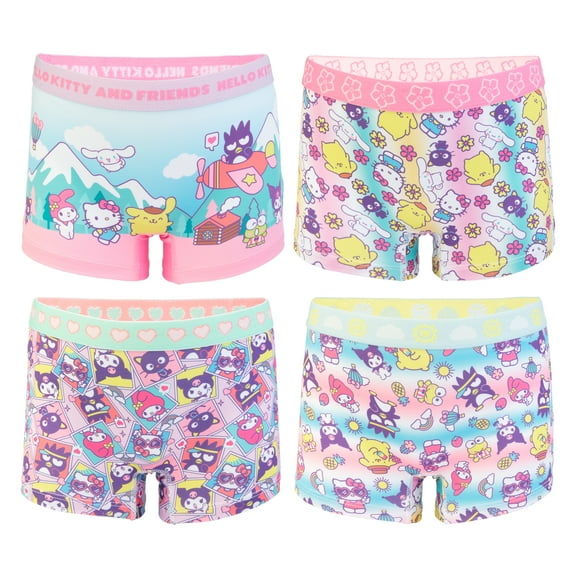 Hello Kitty and Friends Girls Boyshort Character Underwear, 4-Pack, Size 4-10