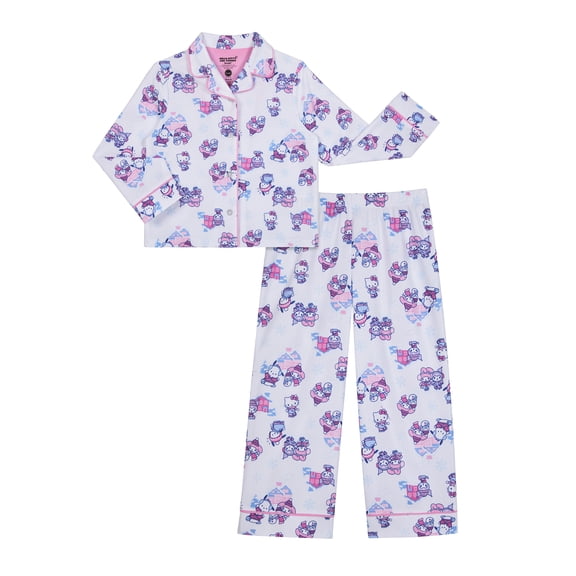 Hello Kitty Girls Button Front Top and Pants Pajamas Set, 2-Piece, Sizes 4-12