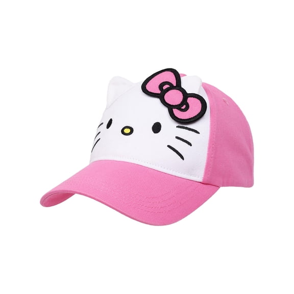 Hello Kitty Girls Character Cosplay Hat with 3D Ears, Pink/White, One Size Fits Most