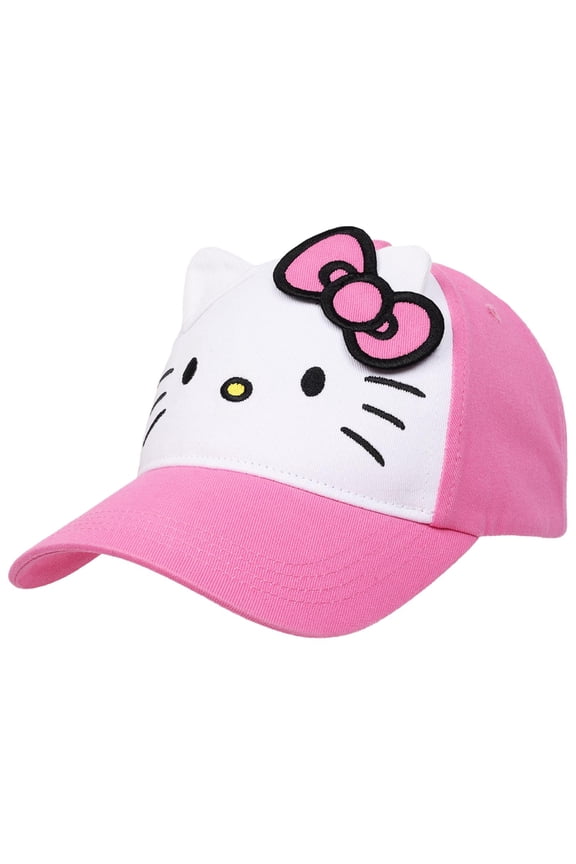 Hello Kitty Girls Character Cosplay Hat with 3D Ears, Pink/White, One Size Fits Most