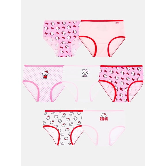 Hello Kitty Girls Cotton Brief Character Underwear, 7-Pack, Size 4-8