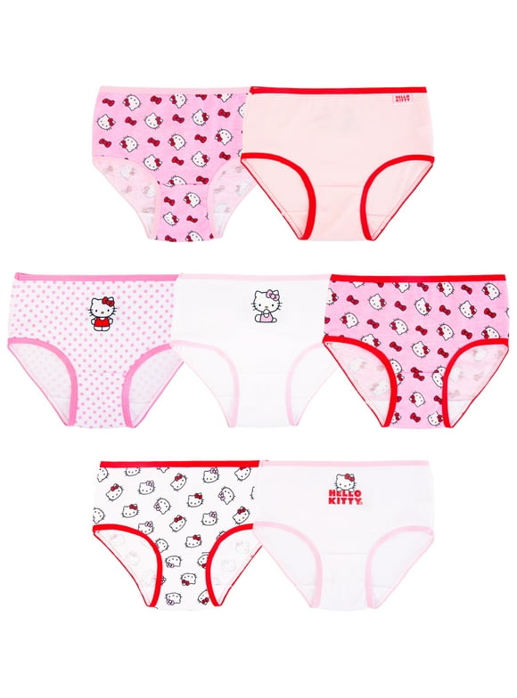 Hello Kitty Girls Cotton Brief Character Underwear, 7-Pack, Size 4-8