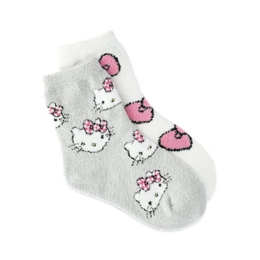 Hello Kitty Girls Cozy Socks, 2-Pack, Sizes S/M-M/L