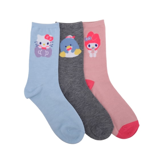 Hello Kitty Girls Crew Socks, 3-pack, Sizes S-L