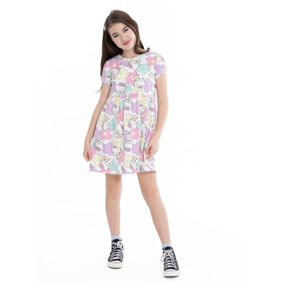 Hello Kitty Girls Dress with Short Sleeves, Sizes XS-L