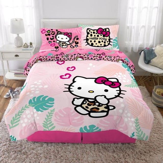 Hello Kitty Girls Full Size Comforter & Sheet Set (5 Piece Bed In A Bag ...