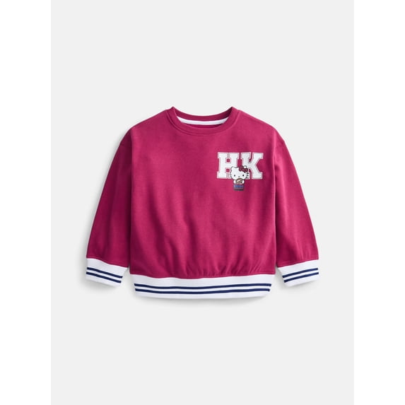 Hello Kitty Girls' Front Back Graphic Sweatshirt with Long Sleeves, Sizes 4-16