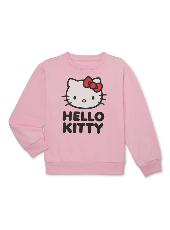 Hello Kitty Girls Graphic Crewneck Fleece Sweatshirt, Size 4-16