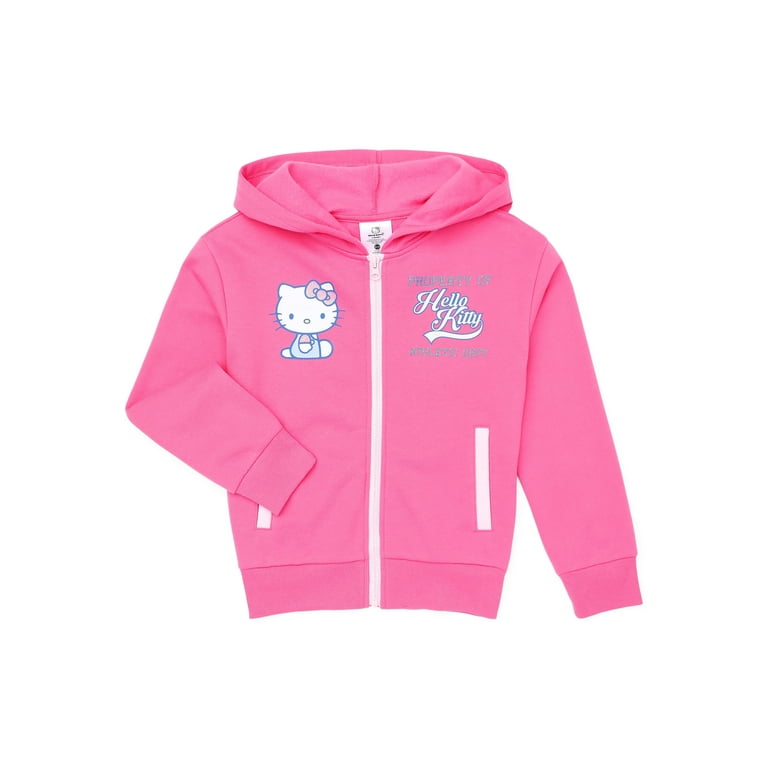 Hello Kitty Girls Glitter Fleece Zip Up Hoodie Sweatshirt Sizes 4 16 Walmart