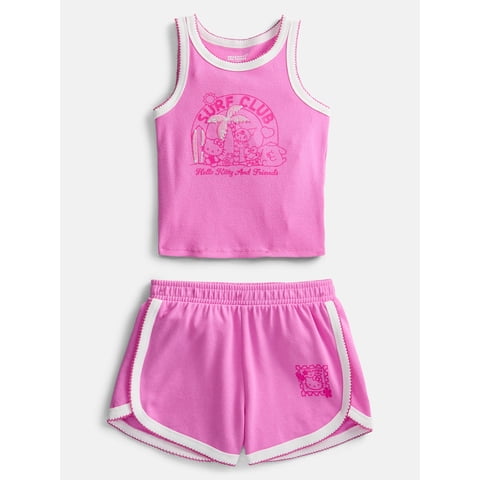 Hello Kitty Girls Graphic Tank Top and Matching Shorts Set, 2-Piece, Sizes 4-16