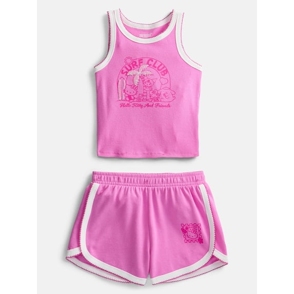 Hello Kitty Girls Graphic Tank Top and Matching Shorts Set, 2-Piece, Sizes 4-16