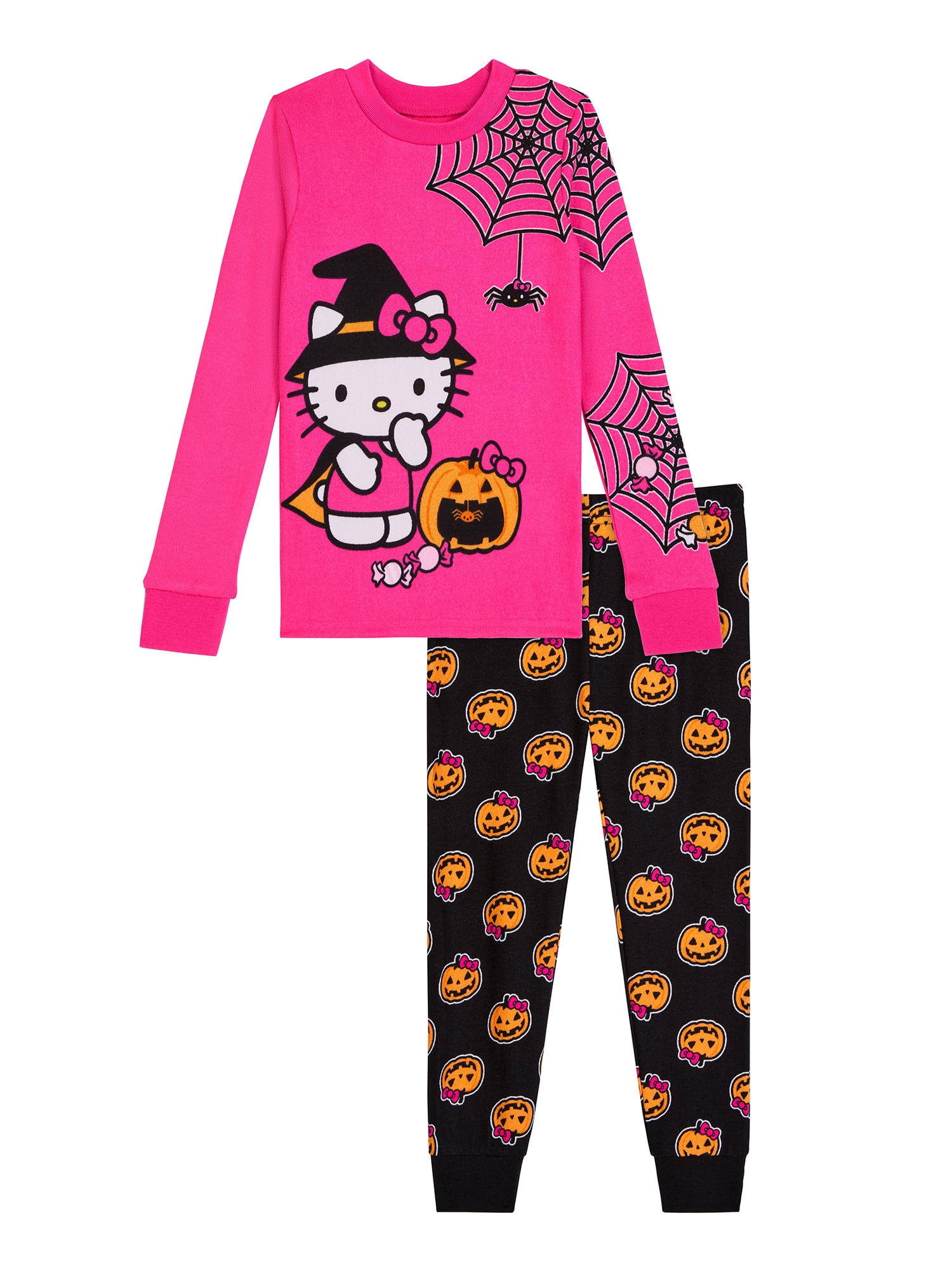 Hello Kitty Girls Halloween Long Sleeve Sleep Top and Pants Pajama Set, 2-Piece, Sizes 4-10
