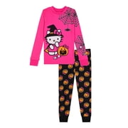Hello Kitty Girls Halloween Long Sleeve Sleep Top and Pants Pajama Set, 2-Piece, Sizes 4-10
