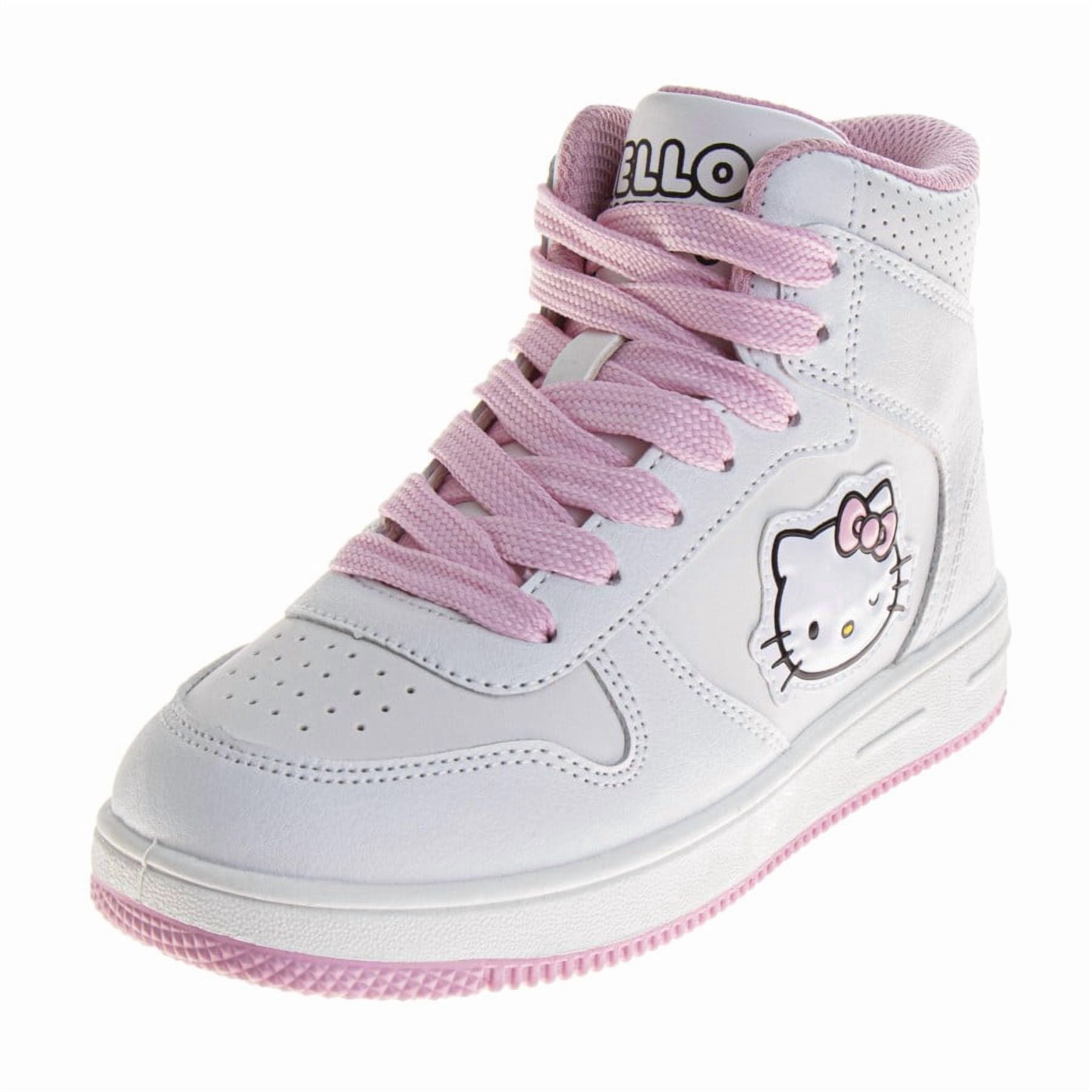 Hello Kitty Girls High Top Sneakers Lace Up (Big Kid), White Pink, Size: 13