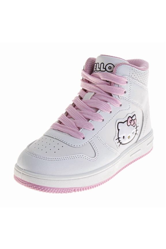 Girls High Top Sneakers Lace Up (Big Kid), White Pink, Size: 13