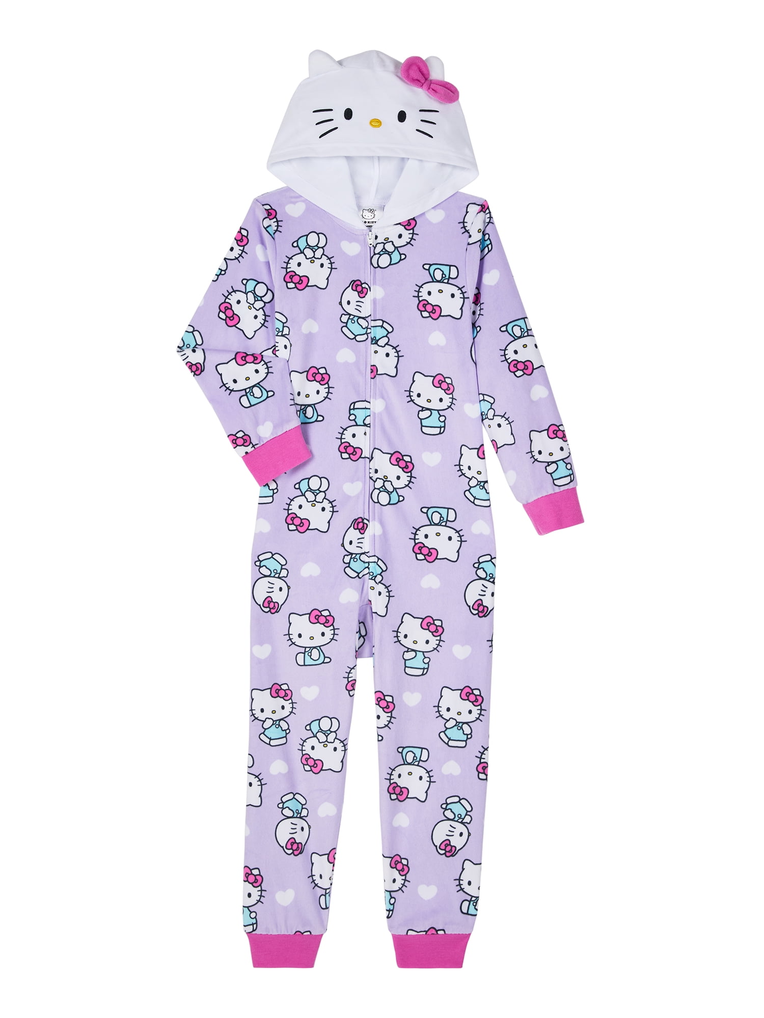 Hello Kitty Girls Hooded Union Suit Pajama, Sizes 4-12