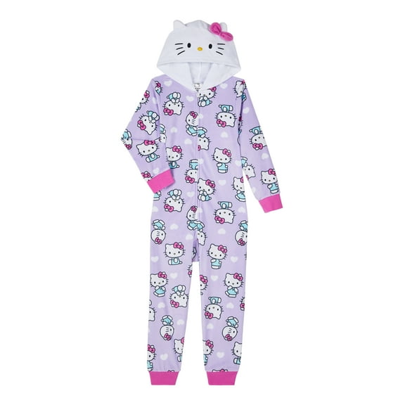 Hello Kitty Girls Hooded Union Suit Pajama, Sizes 4-12