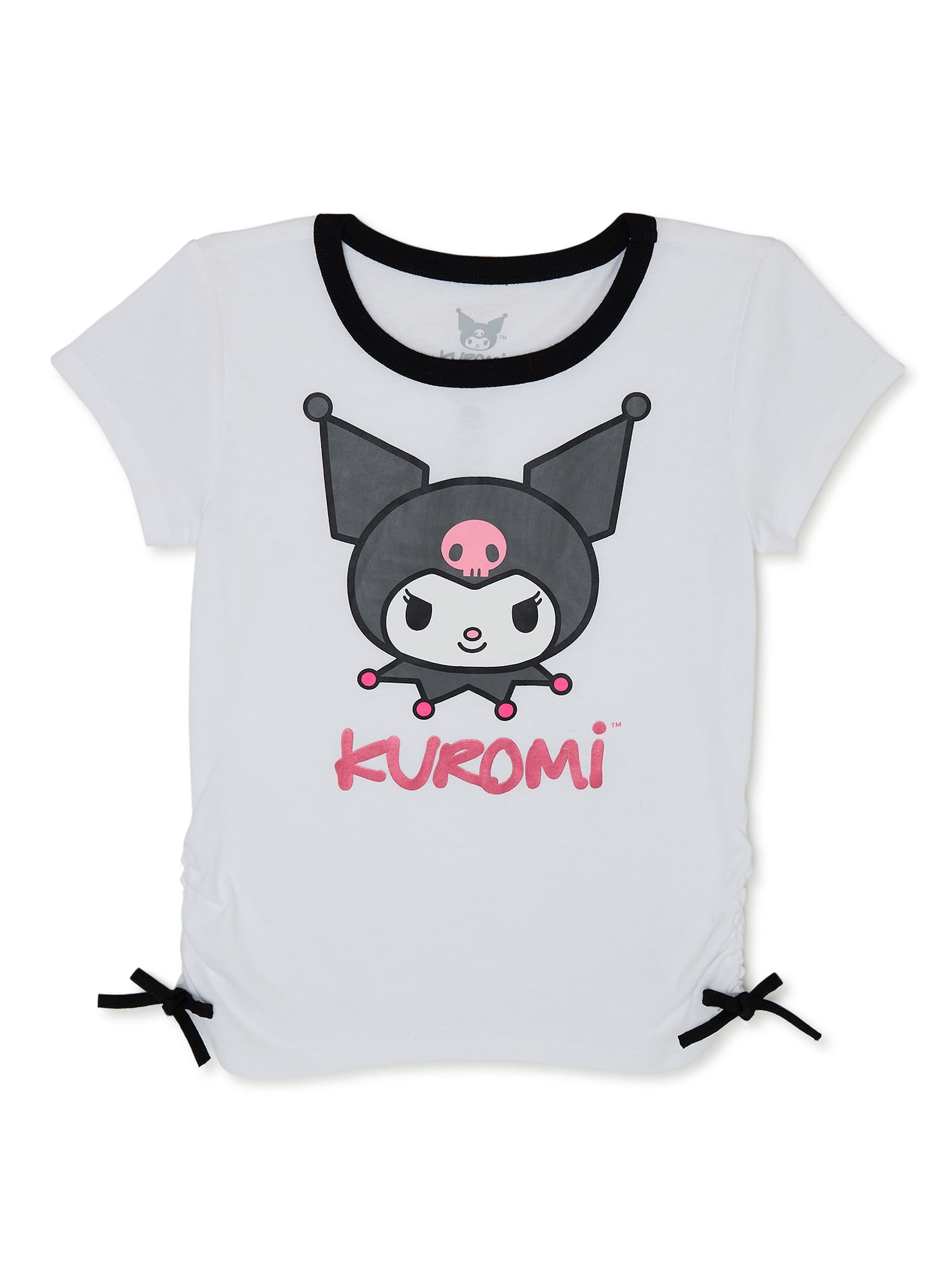 Hello Kitty Girls Kuromi Bow Graphic T-Shirt with Short Sleeves, Sizes ...