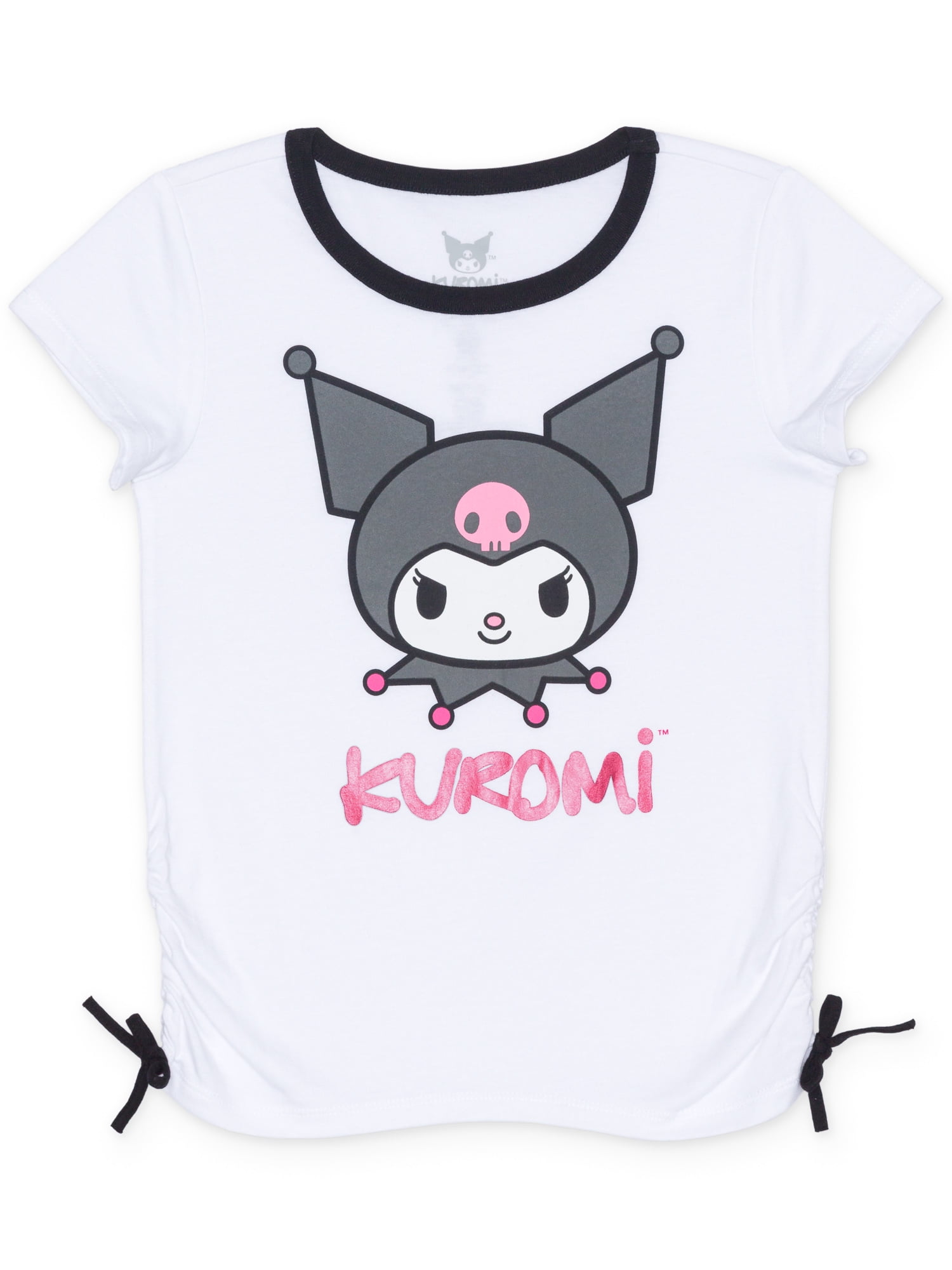 Hello Kitty Girls Kuromi Bow Graphic T-Shirt with Short Sleeves, Sizes ...
