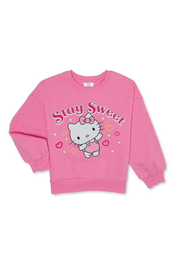 Hello Kitty Girls Long Sleeve Graphic Sweatshirt, Sizes XS-XL