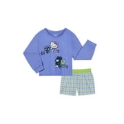 HELLO KITTY Girls Long Sleeve Sleep Top and Shorts Pajama Set, 2-Piece, Sizes 4-12