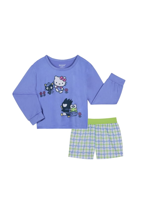 Girls Long Sleeve Sleep Top and Shorts Pajama Set, 2-Piece, Sizes 4-12