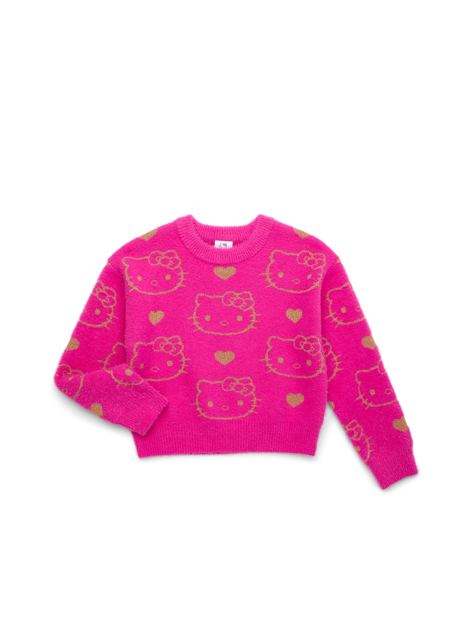 Hello Kitty Girls Metallic Lurex Holiday Sweater, Sizes 4-16