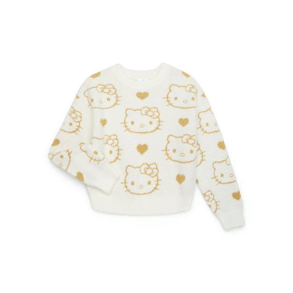 Hello Kitty Girls Metallic Lurex Holiday Sweater, Sizes 4-16
