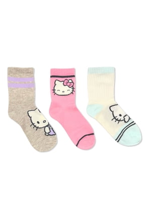 Girls Mid-Crew Socks, 3-Pack, Sizes S-L
