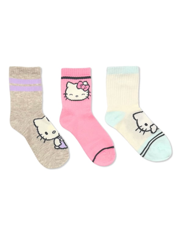 Girls Mid-Crew Socks, 3-Pack, Sizes S-L
