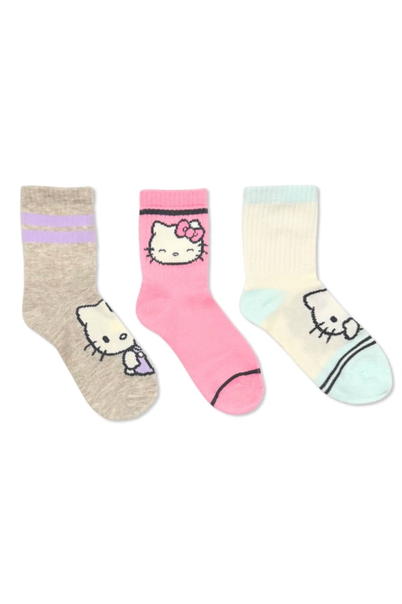 Girls Mid-Crew Socks, 3-Pack, Sizes S-L
