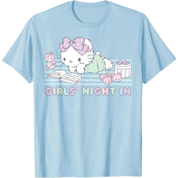 Hello Kitty Girls Night In Reading DTG Print Unisex T-Shirt