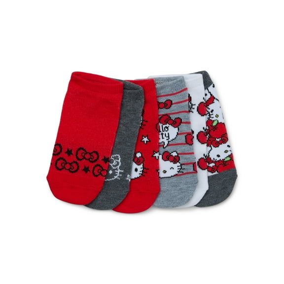 Hello Kitty Girls No-Show Socks, 6-Pack, Sizes S-L