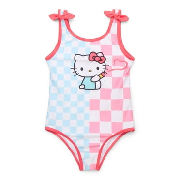 Hello Kitty Girls' One Piece Graphic Swimsuit with UPF 50, Sizes 4-6X