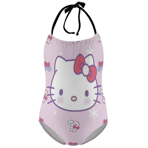 Hello Kitty Girls One Piece Swimsuit Quick Dry Swimwear Print Bathing Suit Beach Summer Swim Suits 6-7Y(110cm)