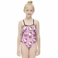thumbnail image 1 of Hello Kitty Girls One Piece Swimsuits Hawaiian Ruffle Swimwear Beach Bathing Suit Outfits, 1 of 7