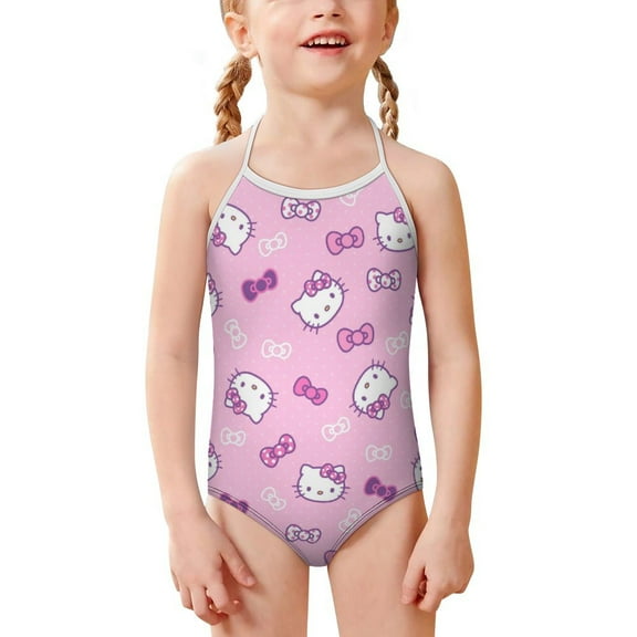 Hello Kitty Girls One Piece Swimsuits Hawaiian Summer Swimwear Beach Bathing Suit Outfits