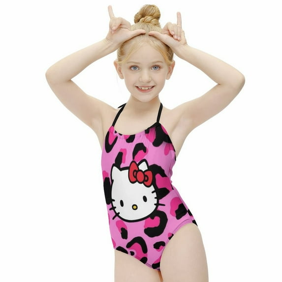 Hello Kitty Girls One Piece Swimsuits Hawaiian Summer Swimwear Beach Bathing Suit Outfits