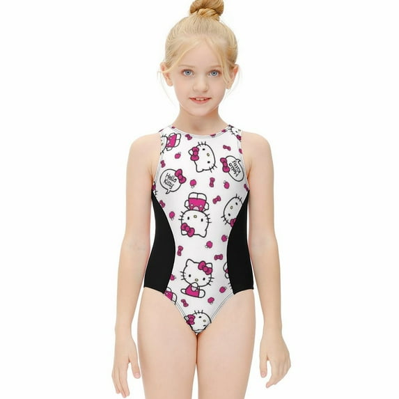 Hello Kitty Girls One Piece Swimsuits Hawaiian Summer Swimwear Beach Bathing Suit Outfits