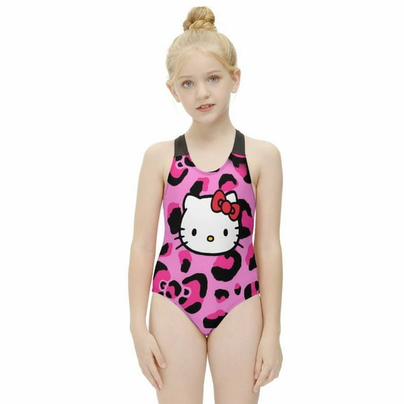 Hello Kitty Girls One Piece Swimsuits Hawaiian Summer Swimwear Beach Bathing Suit Outfits