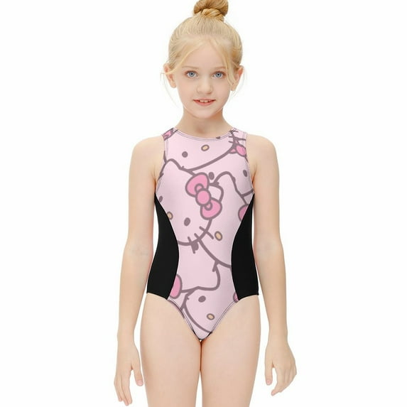 Hello Kitty Girls One Piece Swimsuits Hawaiian Summer Swimwear Beach Bathing Suit Outfits